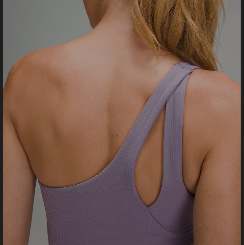 Lululemon light purple asymmetrical sports bra ribbed tank, stretchy